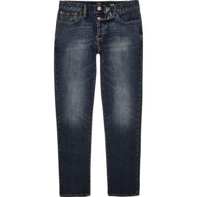 River Island Mens Dark Vintage Wash Dylan Slim Fit Jeans