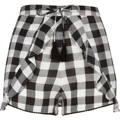 River Island Womens Gingham Print Frill Shorts