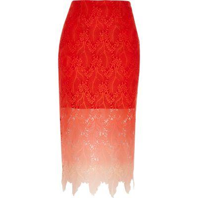 River Island Womens Ombre Lace Midi Pencil Skirt