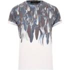 River Island Menswhite Faded Feather Print T-shirt