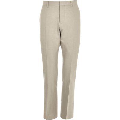 River Island Mens Linen-blend Slim Suit Pants