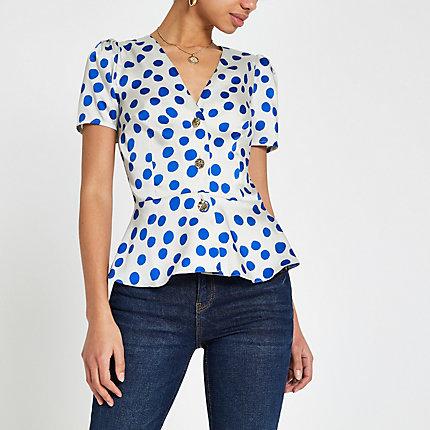 River Island Womens Spot Short Sleeve Tea Top