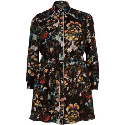 River Island Womens Plus Floral Print Shirt Dress