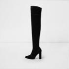 River Island Womens Pointed Toe Over The Kneel Heeled Boots