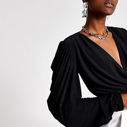 River Island Womens Wrap Draped Crop Top