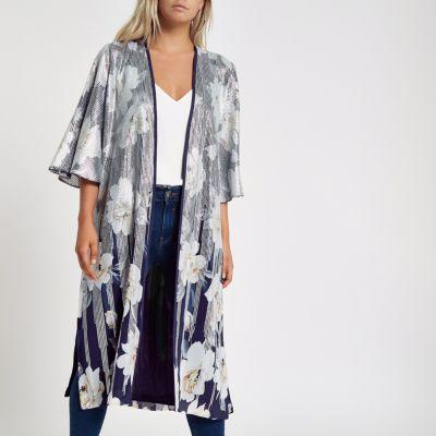 River Island Womens Petite Floral Sequin Duster Coat