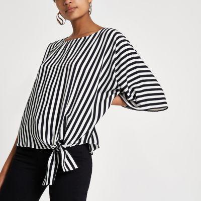 River Island Womens Stripe Knot Side T-shirt