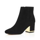 River Island Womens Faux Suede Block Heel Ankle Boots