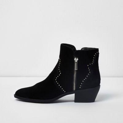 River Island Womens Studded Western Suede Ankle Boots
