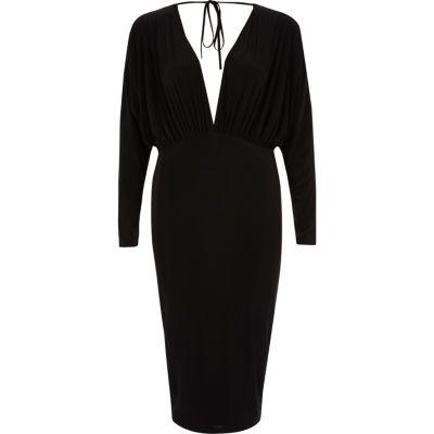 River Island Womens Batwing Plunge Bodycon Midi Dress