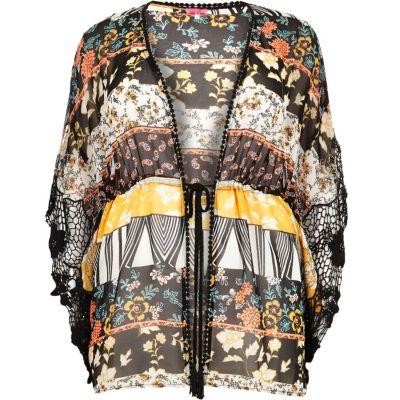 River Island Womens Plus Printed Drawstring Kimono