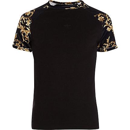 River Island Mens Big And Tall Velour Baroque Raglan T-shirt
