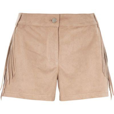 River Island Womens Faux Suede Fringed Shorts