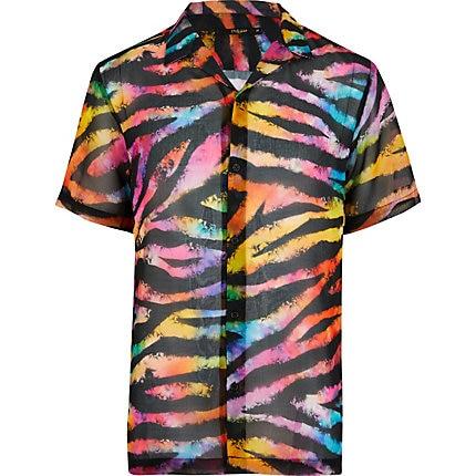 River Island Mens Jaded London Multi Tiger Print Shirt