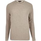 River Island Mens Beige Textured Waffle Sweater