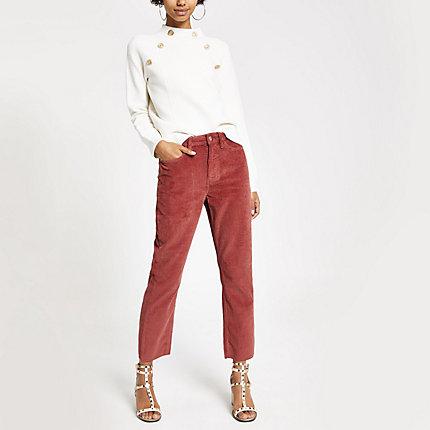 River Island Womens Rust Corduroy Straight Leg Denim Jeans