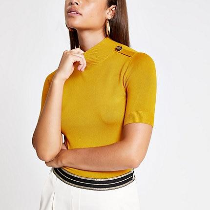 River Island Womens Knitted High Neck T-shirt