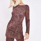River Island Womens Snake Print Belted Long Sleeve Top