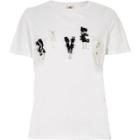 River Island Womens White 'river' Sequin Embellished T-shirt