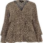 River Island Womens Plus Print Flute Sleeve Wrap Blouse