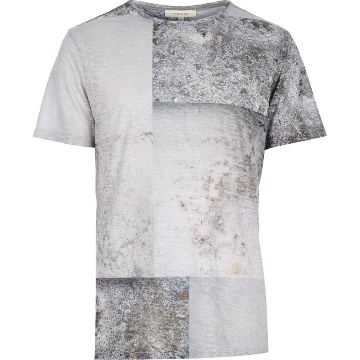 River Island Mensgrey Pavement Print T-shirt
