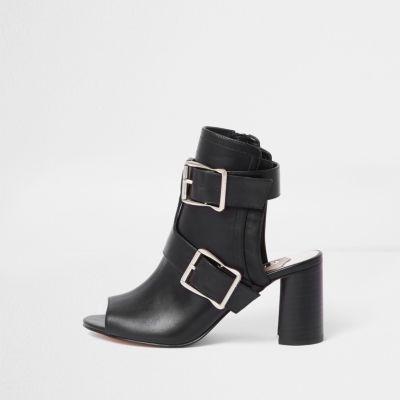 River Island Womens Multi Buckle Block Heel Shoe Boots