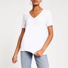 River Island Womens White V Neck Short Sleeve T-shirt