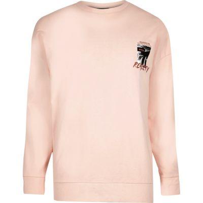 River Island Mens Orange 'reality' Print Sweatshirt