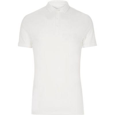 River Island Mensbig & Tall White Muscle Fit Polo Shirt