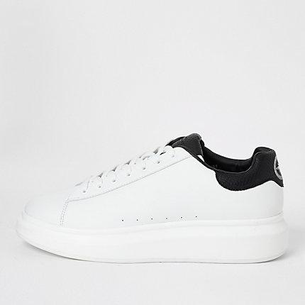 River Island Mens White Croc Embossed Lace-up Trainers