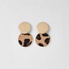 River Island Womens Gold Tone Leopard Print Circle Drop Earrings