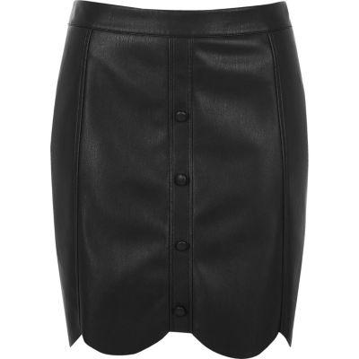 River Island Womens Leather Look Scallop Hem Mini Skirt