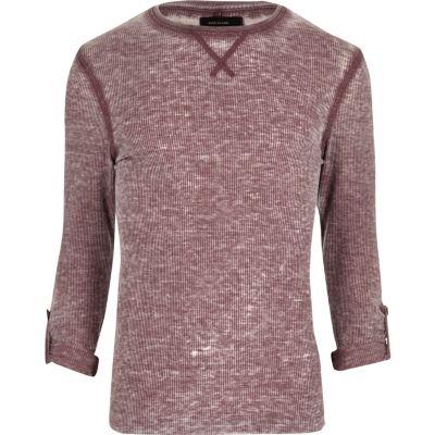 River Island Mens Burnout Waffle Long Sleeve Top