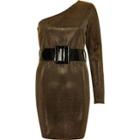 River Island Womens Gold One Sleeve Belted Bodycon Dress