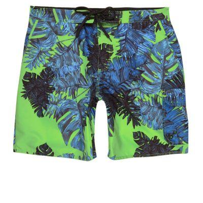 River Island Mens Palm Print Swim Trunks