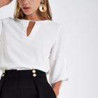 River Island Womens White Frill Sleeve Blouse