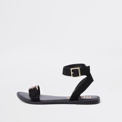 River Island Womens Faux Leather Gem Buckle Sandals