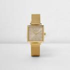 River Island Womens Gold Tone Mesh Strap Square Face Watch