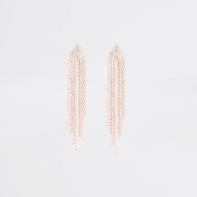 River Island Womens Rose Gold Tone Slinky Diamante Stud Earrings