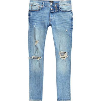 River Island Mens Big And Tall Ripped Skinny Jeans