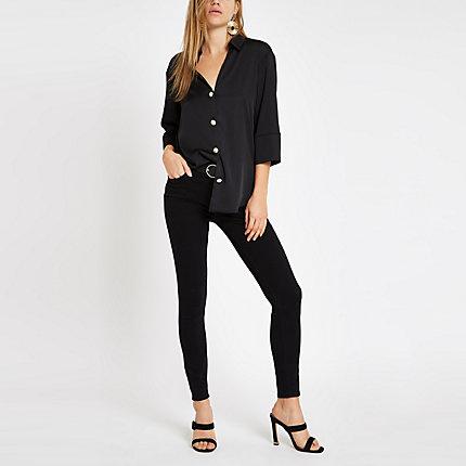 River Island Womens Button Front Bar Back Satin Blouse