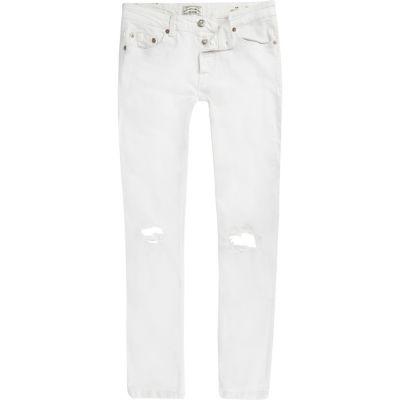 River Island Mens Only And Sons White Ripped Slim Fit Jeans