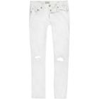 River Island Mens Only And Sons White Ripped Slim Fit Jeans