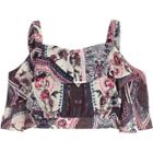 River Island Womens Floral Scarf Print Frill Crop Top