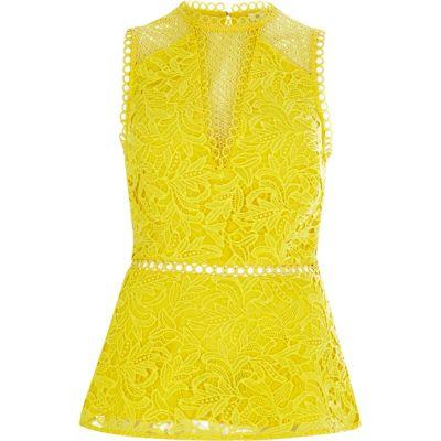 River Island Womens Lace Sleeveless Peplum Top