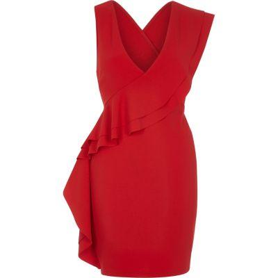 River Island Womens Sleeveless Frill Front Bodycon Dress