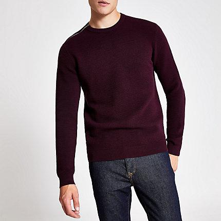 River Island Mens Slim Fit Zip Neck Jumper