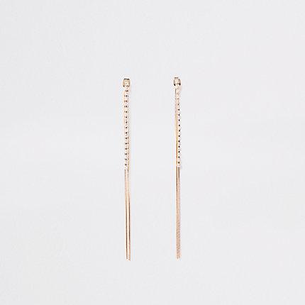 River Island Womens Gold Tone Slinky Cupchain Rhinestone Earrings