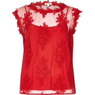 River Island Womens Floral Applique Top