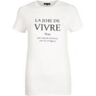 River Island Womens White 'vivre' Print Fitted T-shirt
